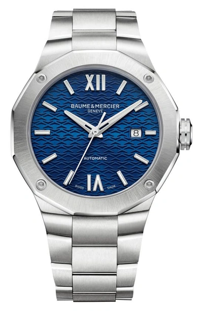 Shop Baume & Mercier Riviera 10620 Automatic Bracelet Watch, 42mm In Blue