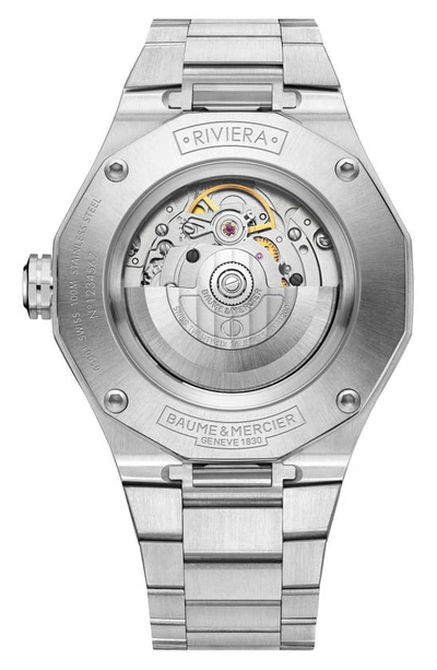 Shop Baume & Mercier Riviera 10620 Automatic Bracelet Watch, 42mm In Blue