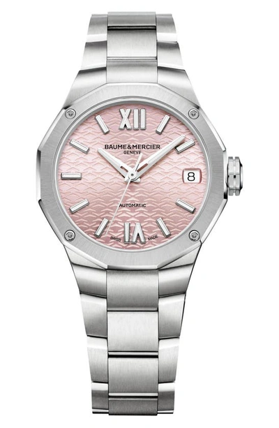 Shop Baume & Mercier Riviera 10675 Automatic Bracelet Watch, 33mm In Pink