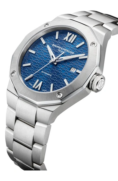 Shop Baume & Mercier Riviera 10620 Automatic Bracelet Watch, 42mm In Blue