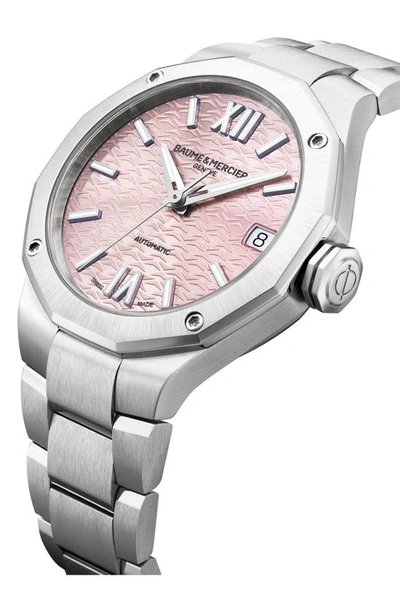 Shop Baume & Mercier Riviera 10675 Automatic Bracelet Watch, 33mm In Pink