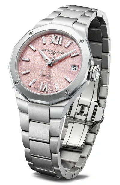 Shop Baume & Mercier Riviera 10675 Automatic Bracelet Watch, 33mm In Pink