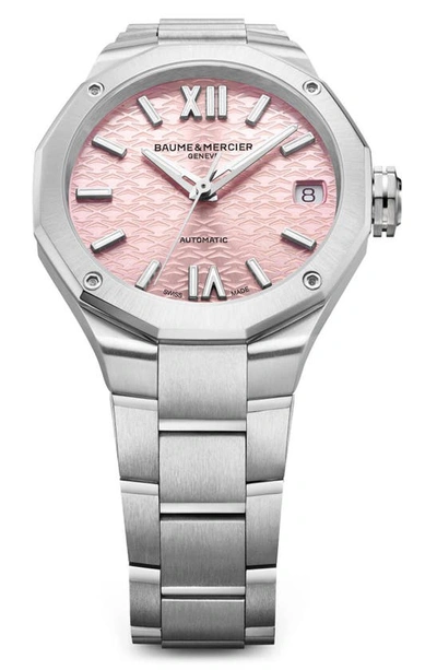 Shop Baume & Mercier Riviera 10675 Automatic Bracelet Watch, 33mm In Pink
