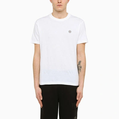 Shop Stone Island | Crew Neck White Cotton T-shirt