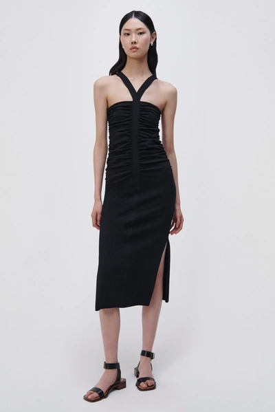Shop Jonathan Simkhai Darya Compact Rib Midi Dress In Black