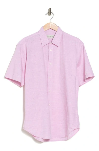 Shop Coastaoro Coloras Multi Slub Short Sleeve Regular Fit Shirt In Pink