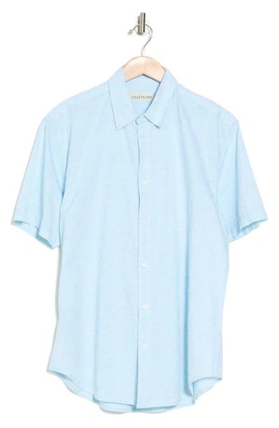 Shop Coastaoro Coloras Multi Slub Short Sleeve Regular Fit Shirt In Turquoise