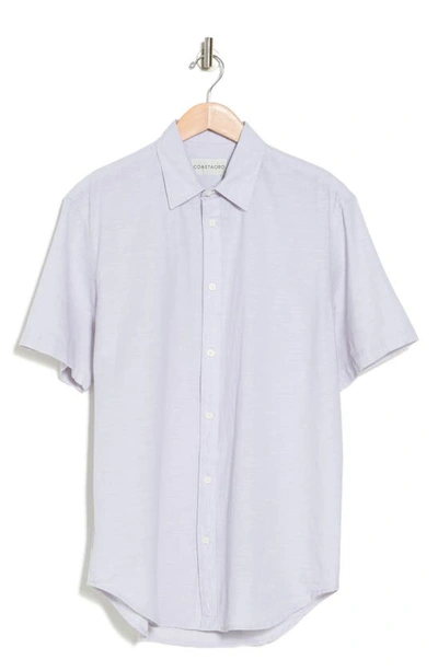 Shop Coastaoro Key Largo Short Sleeve Linen Blend Button-up Shirt In Light Grey