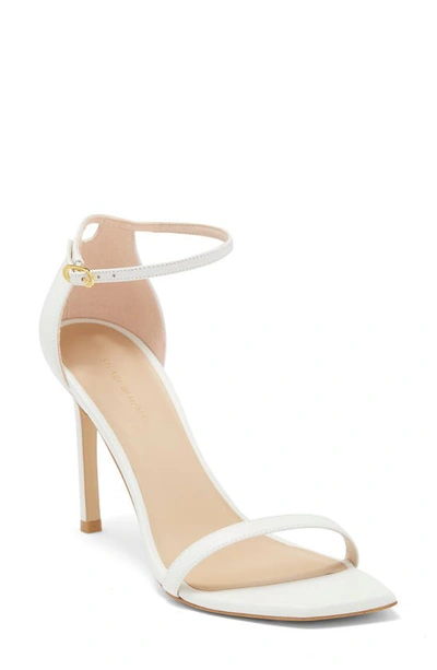 Stuart Weitzman Amelina 75 Leather Sandal In White