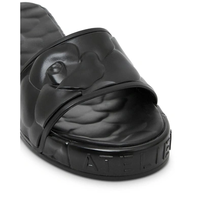 Shop Valentino Rose Womens Embossed Slip On Slide Sandals In Black