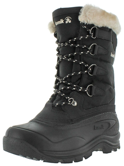 Kamik Shellback Womens Faux Fur Contrast Trim Winter Boots In Black