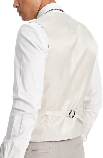 Shop Topman Cotton & Linen Herringbone Vest In Stone
