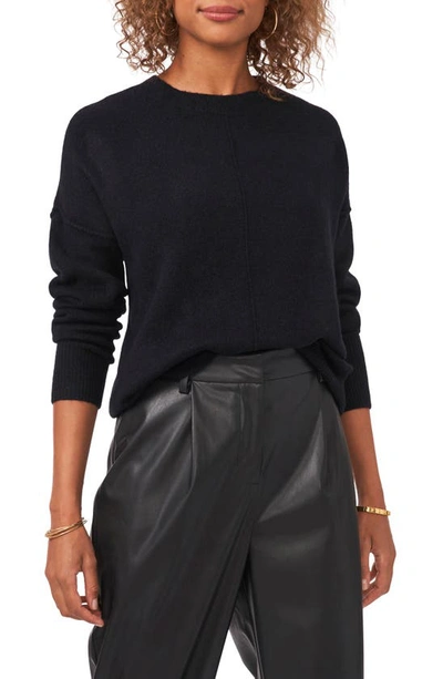 Shop Vince Camuto Exposed Seam Crewneck Sweater In Rich Black
