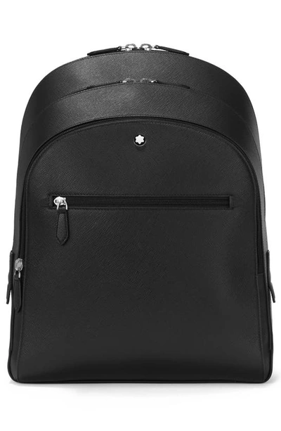 Montblanc Sartorial Medium Cross-grain Leather Backpack In Black