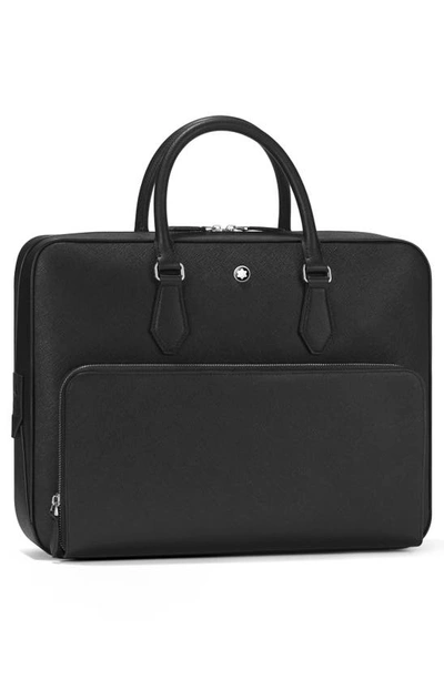 Montblanc Sartorial Medium Leather Briefcase Document Case In Black
