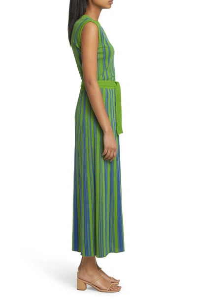 Shop Misook Tie Waist Knit Maxi Dress In S Sky/ Grn/ Bk