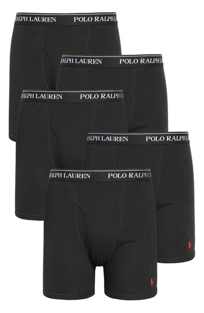 Shop Polo Ralph Lauren 5-pack Cotton Boxer Briefs In Polo Black