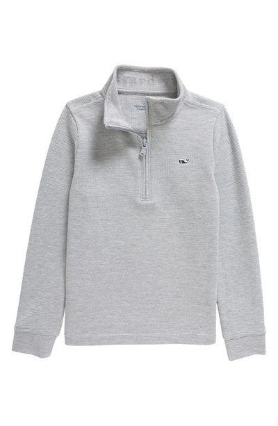 Shop Vineyard Vines Kids' Saltwater Stripe Quarter Zip Sweatshirt In 062 Granit