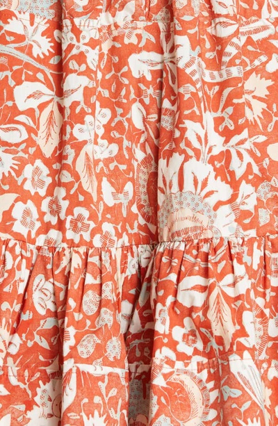 Shop Ulla Johnson Kiri Floral Print Ruffle Minidress In Orange Blossom