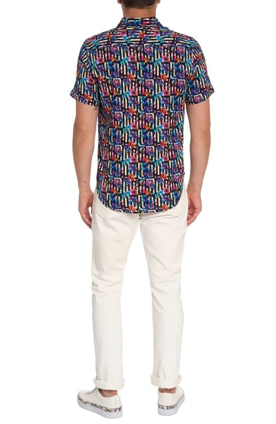 Shop Robert Graham Jump Start Geo Floral Short Sleeve Button-up Shirt In Multi Blue