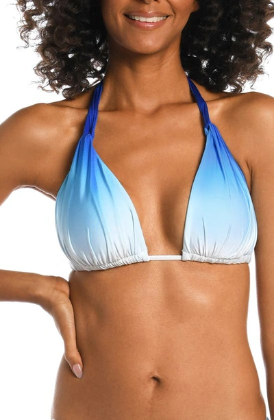 Shop La Blanca Ocean Halter Bikini Top In Sapphire