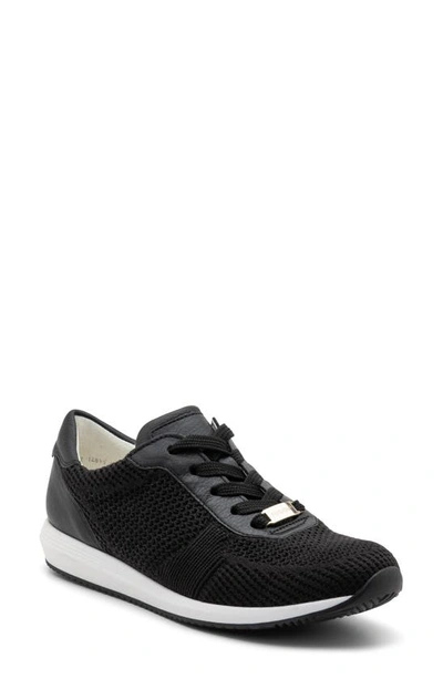 Shop Ara Lilly Ii Sneaker In Black Wovenstretch