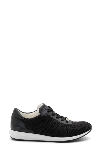 Ara Lilly Ii Sneaker In Black Wovenstretch