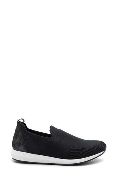 Ara Leena Slip-on Sneaker In Black Wovenstretch