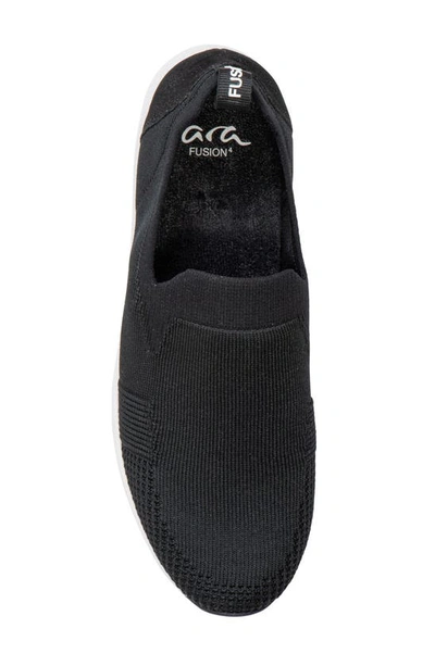 Ara Leena Slip-on Sneaker In Black Wovenstretch