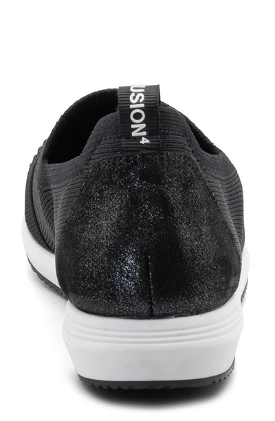 Ara Leena Slip-on Sneaker In Black Wovenstretch