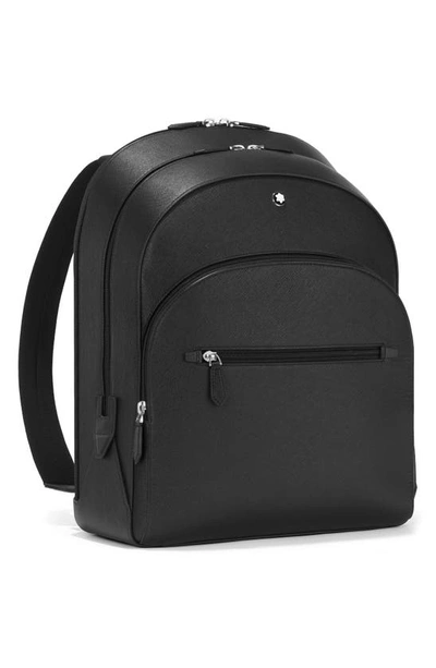 Montblanc Sartorial Medium Cross-grain Leather Backpack In Black