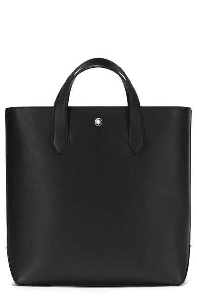 Shop Montblanc Sartorial Vertical Leather Tote In Black