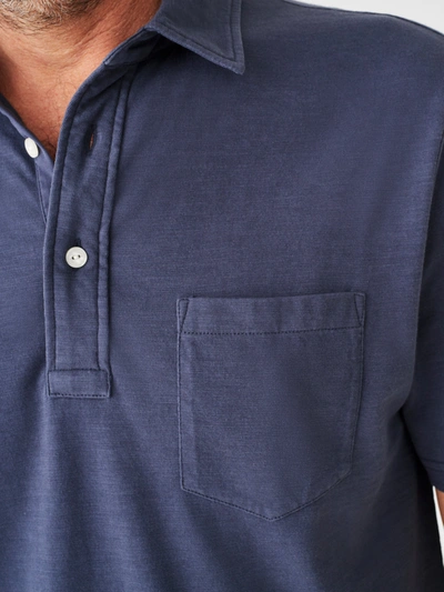 Shop Faherty Sunwashed T-shirt Polo In Dune Navy