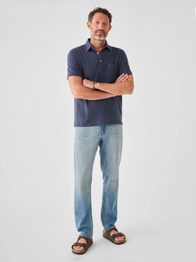 Shop Faherty Sunwashed T-shirt Polo In Dune Navy