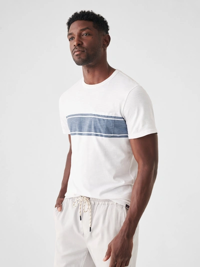 Shop Faherty Sunwashed Pocket T-shirt In White Surf Stripe