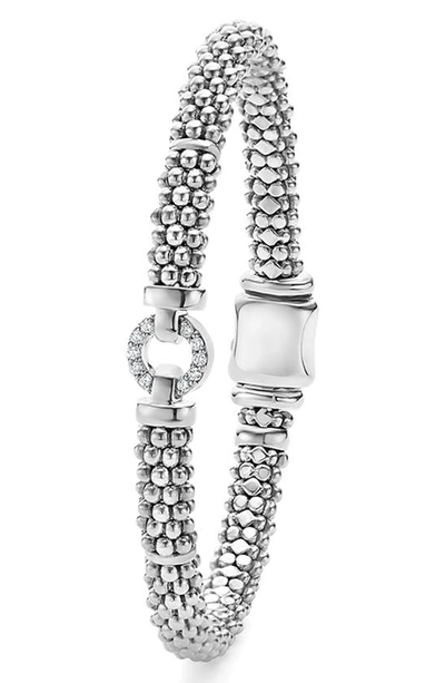 Shop Lagos Diamond Circle Caviar Bracelet In Silver