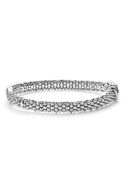 Shop Lagos Diamond Circle Caviar Bracelet In Silver