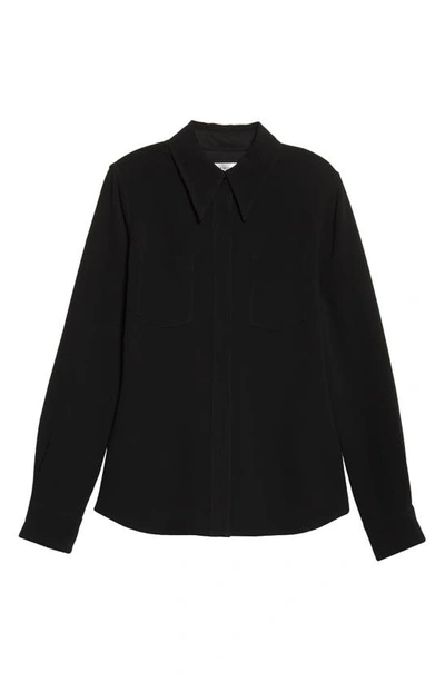 Shop Victoria Beckham Fluid Cady Fitted Button-up Shirt In Black