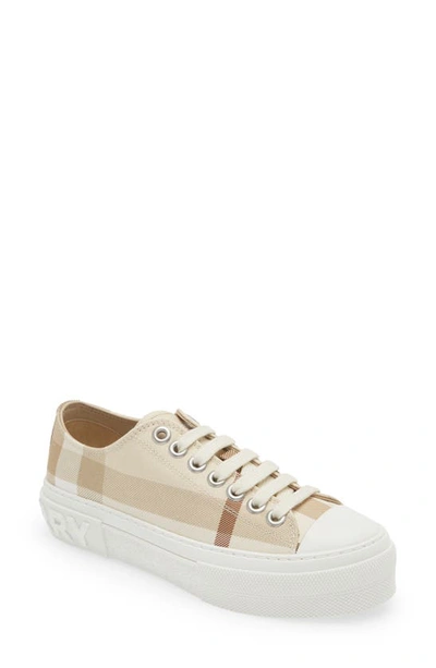 Shop Burberry Jack Check Platform Sneaker In Soft Fawn