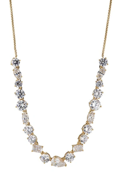 Shop Nadri Large Cubic Zirconia Frontal Necklace In Gold