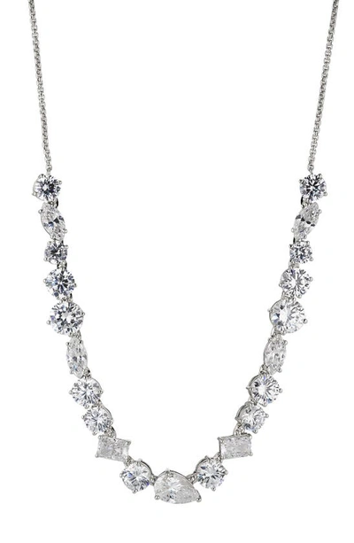 Shop Nadri Large Cubic Zirconia Frontal Necklace In Rhodium