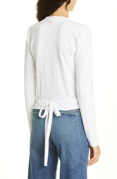 GANNI, Rib Jersey Wrap Blouse, Bright White, Tops - For her