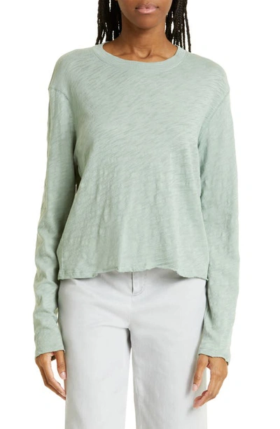 Shop Atm Anthony Thomas Melillo Destroyed Long Sleeve Slub Jersey Tee In Surf Green