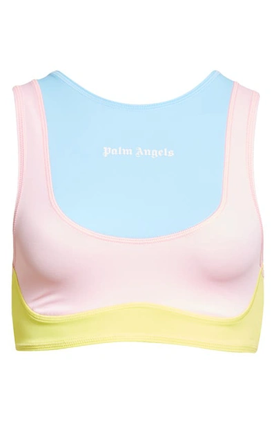 Shop Palm Angels Miami Training Crop Top In Multicolor White/ Blue