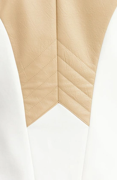Shop Blanc Noir Drape Front Jacket In Irish Cream/ Wht Alyssum