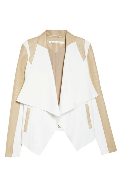 Shop Blanc Noir Drape Front Jacket In Irish Cream/ Wht Alyssum