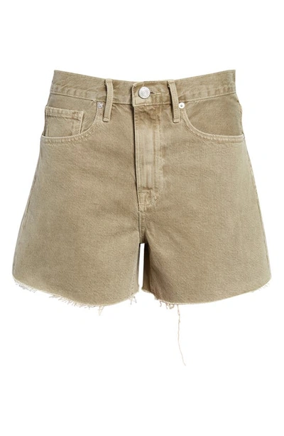 Shop Frame Le Super High Waist Denim Shorts In Stoned Moss