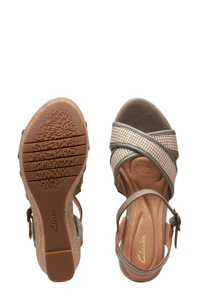 Shop Clarks Elleri Plum Wedge Sandal In Olive Leather