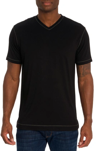 Shop Robert Graham Eastwood V-neck Cotton Blend T-shirt In Black
