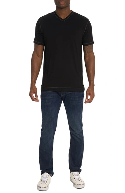 Shop Robert Graham Eastwood V-neck Cotton Blend T-shirt In Black